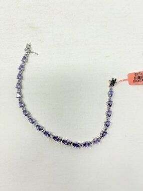 Shop LC Simulated Amethyst Silvertone Tennis Bracelet 8.00 In TGW 8.82 cts. 5590